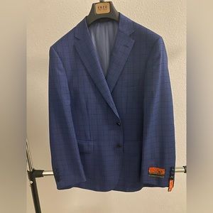 NWOT Blue Plaid Mens Suit Jacket Blazer Enzo Size 44S
